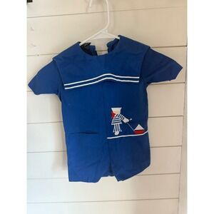 Robert Jackson Kids‎ Blue Sailor Nautical Embroidered Romper